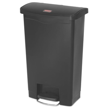 Rubbermaid Commercial Streamline 13-Gallon Front Step Style Resin Step-on Container - Black