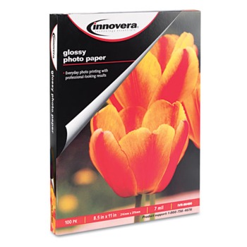 Innovera IVR99490 7 mil 8.5 in. x 11 in. Photo Paper - Glossy White (100/Pack)