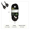 Office Electronics & Batteries | GoGreen Power GG-13850BK 50 ft. 15 Amps 14 AWG Lighted End Heavy-Duty Extension Cord - Black image number 1