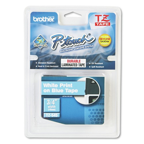 Bulk Savings Pricing 2 | Brother P-Touch TZE545 0.7 in. x 26.2 ft. TZe Standard Adhesive Laminated Labeling Tape - White on Blue image number 0