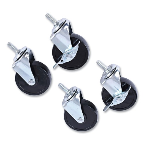  | Alera ALESW790004 3 Wheel 2 Locking Optional Grip Ring Stem Casters for Wire Shelving - Black (4/Set) image number 0