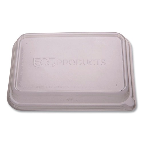 Food Trays, Containers, and Lids | Eco-Products EP-SCRC24LID 5.84 x 8.76 x 1.37 WorldView RPET Plastic Rectangular Lids - Clear (400/Carton) image number 0