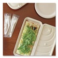 Food Trays, Containers, and Lids | World Centric PB-SC-U13-LFS 13.7 in. x 6.6 in. x 1.3 in. Fiber Hinged Paper Containers - Natural (200/Carton) image number 1
