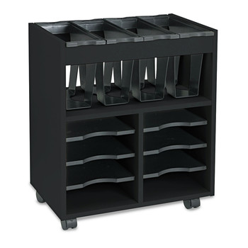 Safco 14.5 in. x 21.5 in. x 26.25 in. Go Cart 8-Shelf Engineered Wood Mobile File - Black