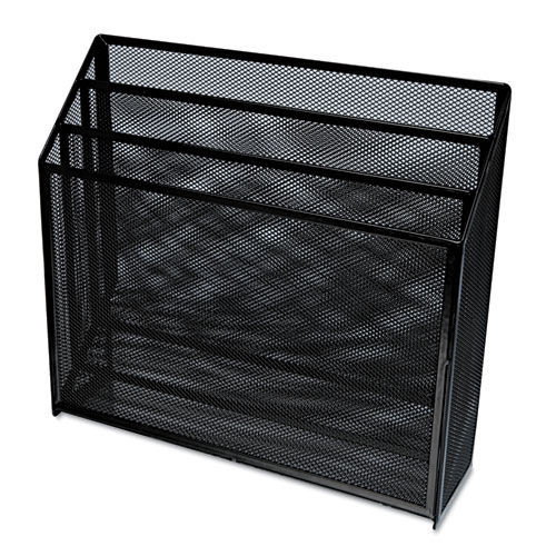  | Universal One UNV20007 12.63 in. x 3.63 in. x 11.5 in. 3 Sections, Deluxe Mesh Three-Tier Organizer - Letter Size, Black image number 0