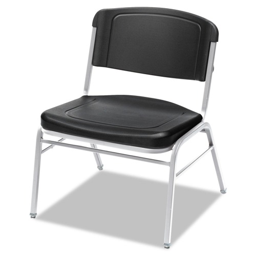  | Iceberg 64121 Rough n Ready 500 lbs. Capacity Big and Tall Stack Chair - Black/Silver (4-Piece/Carton) image number 0