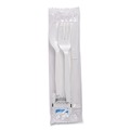 Cutlery | Boardwalk BWKFKTNSMWPSWH Mediumweight Fork/Knife/Napkin/Pepper/Salt/Spoon 6-Piece Plastic Cutlery Kit - White (250/Carton) image number 2