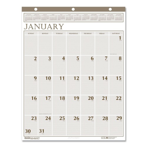 Office Jansan | House of Doolittle 380 12-Month (Jan to Dec): 2026 20 in. x 26 in. Large Print Recycled Monthly Wall Calendar - Beige Sheets image number 0