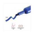 Office Jansan | Universal UNV07053 Broad Chisel Tip Permanent Marker - Blue (1 Dozen) image number 4