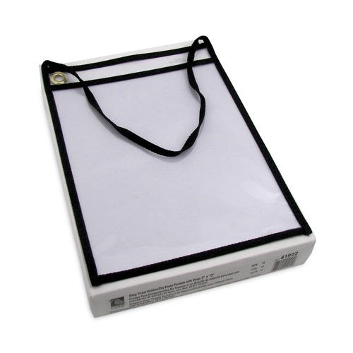 Office Jansan | C-Line 41922 75 Sheet Capacity 1-Pocket 9 in. x 12 in. Shop Ticket Holder with Strap - Black (15/Box) image number 0