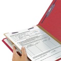 File Folders | Smead 18731 1 Divider Four SafeSHIELD Fasteners Legal Size Four-Section Pressboard Top Tab Classification Folders - Bright Red (10/Box) image number 3