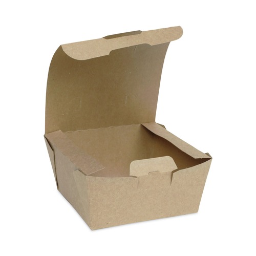 Food Service | Pactiv Corp. NOB01KECTE EarthChoice Tamper Evident 4.5 in. x 4.5 in. x 2.5 in. OneBox Paper Box - Kraft image number 0