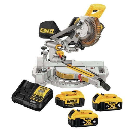 Miter Saws | Dewalt DCS361M1-DCB204-2-BNDL 20V MAX XR Brushed Lithium-Ion 7-1/4 in. Cordless Sliding Miter Saw Kit with 3 Batteries Bundle (4 Ah) image number 0