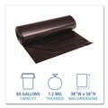 Trash Bags | Boardwalk X7658SKKK01 Reprocessed Resin Can Liners, 60 gal, 1.2 mil, 38 x 58, Black, 50 Rolls/Carton image number 2