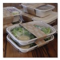 Food Trays, Containers, and Lids | World Centric TRL-CS-8 6.3 in. x 8.2 in. x 0.5 in. Plastic Lids for Fiber Containers - Clear (400/Carton) image number 1