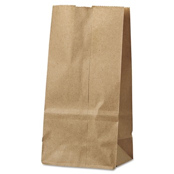 Ross & Wallace Paper Products 4.13 in. x 2.63 in. x 7.88 in. #2 Size Grocery Paper Bags - Kraft (500/Bundle)