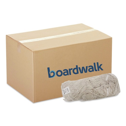 Mops | Boardwalk BWK432C 32 oz. Pro Loop Web/Tailband Premium Standard Mop Head - White (12/Carton) image number 0