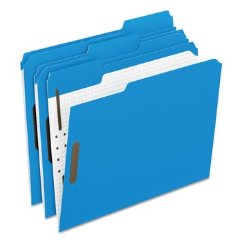 Pendaflex 21301 1/3 Cut Tab Colored Folders with Two Embossed Fasteners - Letter Size, Blue (50/Box)