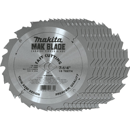 Circular Saw Blades | Makita A-90009-B-10 10/Pack 7-14 in. 16T Carbide-Tipped Circular Saw Blades image number 0