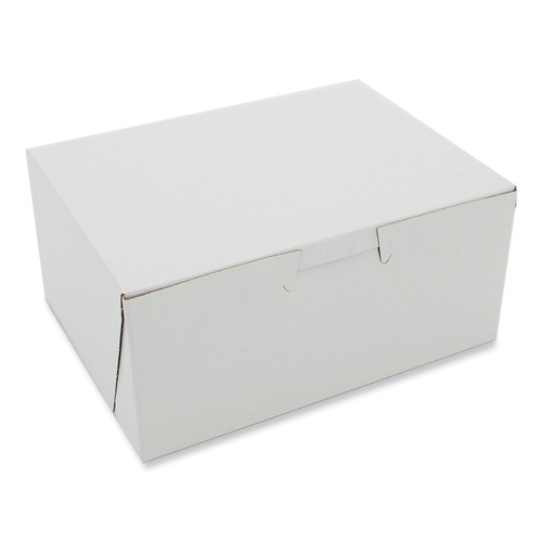 Food Trays, Containers, and Lids | SCT SCH 0903 6 x 4.5 x 2.75 One-Piece Non-Window Paper Bakery Boxes - White (250/Carton) image number 0