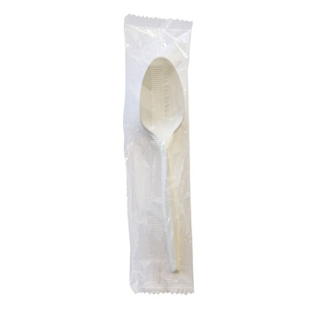 Boardwalk 5.31 in. Mediumweight Wrapped Polypropylene Plastic Spoon Cutlery - White (1000/Carton)