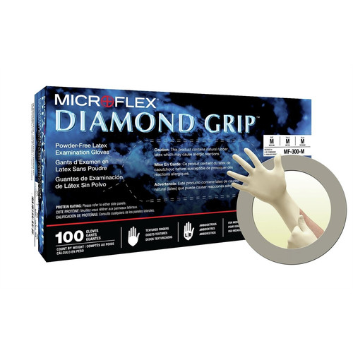Work Gloves | MicroFlex MF-300-S 100-Piece Diamond Grip Disposable Exam Grade Latex Gloves Pack - S image number 0
