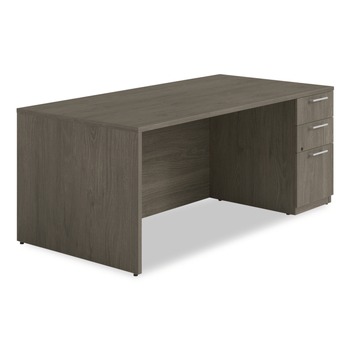 Alera 72 in. x 36 in. x 29 in. Seville Series Single Right Pedestal Desk - Walnut