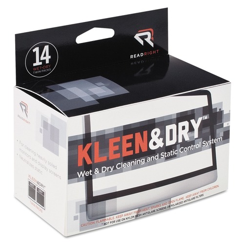 Cleaning & Disinfecting Wipes | Read Right RR1205 5 in. x 5 in. ScreenKleen Two Step Wet and Dry Cleaning Wipes - Unscented (14/Box) image number 0