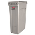 Trash & Waste Bins | Rubbermaid Commercial FG354060BEIG 23 Gallon Rectangular Plastic Slim Jim Receptacle with Venting Channels - Beige image number 0