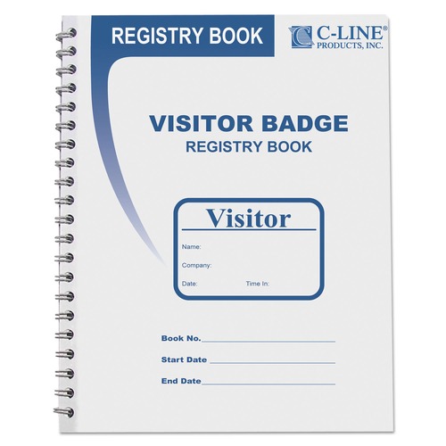  | C-Line 97030 3-5/8 in. x 1-7/8 in. Visitor Badges with Registry Log - White (150/Box) image number 0
