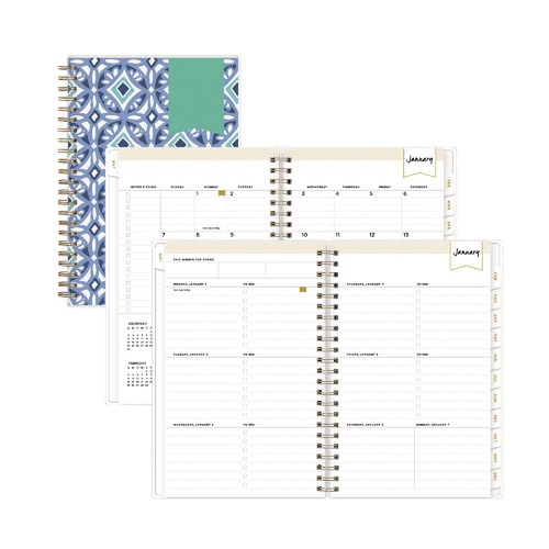  | Blue Sky 101410 8 in. x 5 in. 12-Month (Jan-Dec 2026) Day Designer Tile Weekly/Monthly Planner - Blue/White Cover image number 0