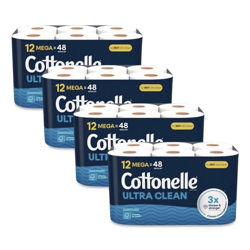 Cleaning Cloths | Cottonelle 55480 Ultra CleanCare 1-Ply Septic Safe Strong Bath Tissue Toilet Paper - White (4/Carton) image number 0