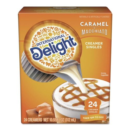 Bulk Savings Pricing 3 | International Delight WWI101766 Flavored Liquid Non-Dairy Coffee Creamer Mini Cups - Caramel Macchiato (24/Box) image number 0