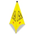 Safety Equipment | Rubbermaid Commercial FG9S0100YEL 3-Sided Fabric 21 in. x 21 in. x 30 in. Multilingual Pop-Up Wer Floor Safety Cone - Yellow image number 1