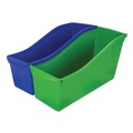 Office Jansan | Storex 70105U06C 4.75 in. x 12.63 in. x 7 in. Interlocking Book Bins with Clear Label Pouches - Assorted Colors (5/Pack) image number 1