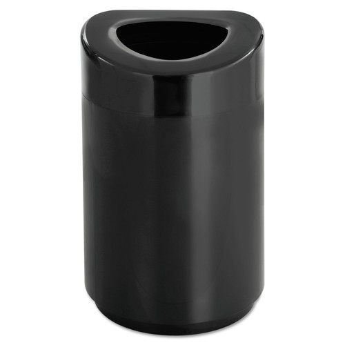 Trash Cans | Safco 9920BL 30 gal. Open Top Round Steel Waste Receptacle - Black image number 0