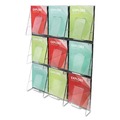 Deflecto 56801 27.5 in. x 3.38 in. x 35.63 in. Magazine, Stand-Tall 9-Bin Wall-Mount Literature Rack - Clear/Black image number 3