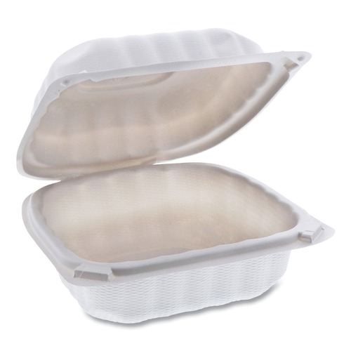 Food Trays, Containers, and Lids | Pactiv Corp. YCN806000000 EarthChoice SmartLock Microwavable MFPP Hinged Lid Container - White (400/Carton) image number 0