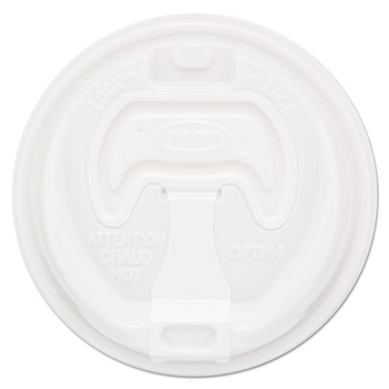 CUPS AND LIDS | Dart 16RCL Optima Reclosable Lids for 12 - 24 oz. Foam Cups - White (100-Piece/Bag)