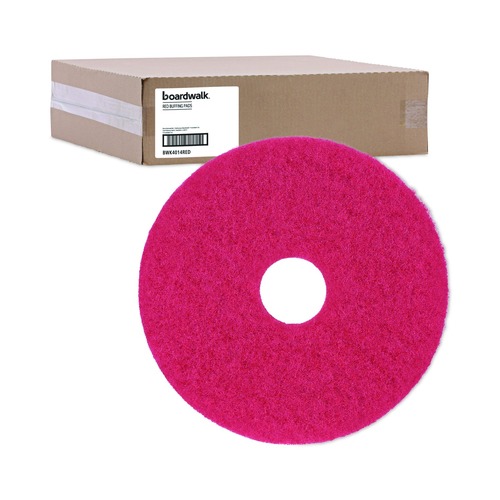 Office Jansan | Boardwalk BWK4014RED 14 in. Diameter Buffing Floor Pads - Red (5/Carton) image number 0