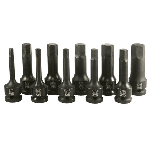Socket Sets | ATD 4625 10-Piece 1/2 in. Drive SAE Impact Hex Driver Set image number 0