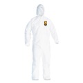 Bib Overalls | Ansell KCC49112 A20 Breathable Particle Protection Coveralls with Hood and Elastic Back - Medium, White (24/Carton) image number 0