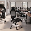 Office Chairs | Alera ALEMV41BME48 17.24 in. to 20.98 in. Seat Height Supports Up to 275 lbs. Minerva Ergonomic Mesh Swivel Task Chair - Gray Seat/Back, Silver Base image number 3