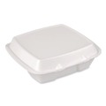Food Service | Plastifar 12094 9 in. x 9 in. x 3 in. Secure Two Tab Latch Poly Bag 3 Compartments Foam Hinged Lid Container - White (200/Carton) image number 3