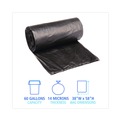 Trash Bags | Boardwalk V7658HKKR01 38 in. x 58 in. 14 mic 60 Gallon High-Density Can Liners - Black (200/Carton) image number 6