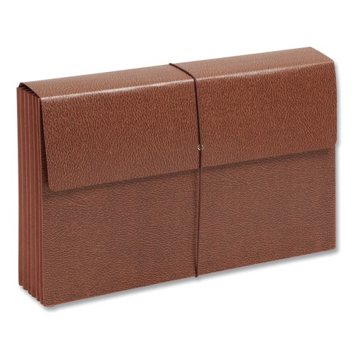 File Folders | Smead 72475 5.25 in. Expansion 6 Section Legal Size Classic Expanding Partition Wallet with Tear Resistant Gusset and Elastic Cord - Redrope (10/Box) image number 0
