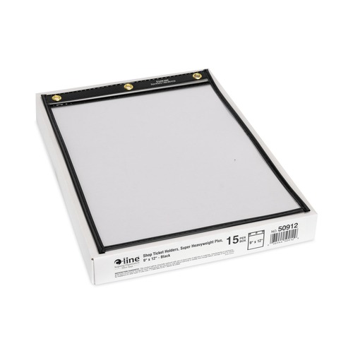 Office Jansan | C-Line 50912 Heavy Duty Super Heavyweight Plus 9 in. x 12 in. Stitched Shop Ticket Holders - Black (15/Box) image number 0