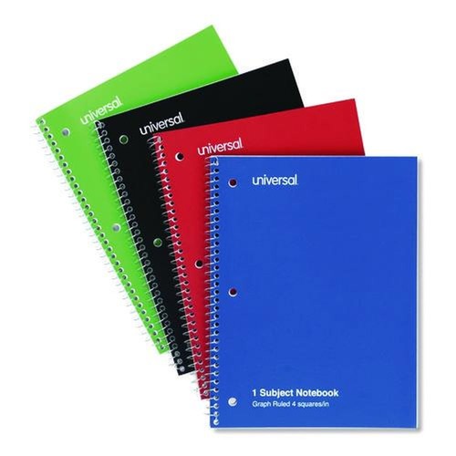 Office Jansan | Universal UNV66634 10.5 in. x 8 in. 1-Subject Quadrille Rule Wirebound Notebook - Assorted Cover Colors (4/Pack) image number 0