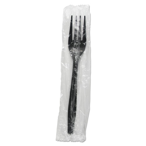  | Boardwalk BWKFORKHWPPBIW Heavyweight Wrapped Polypropylene Fork Cutlery - Black (1000/Carton) image number 0