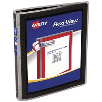 Avery Flexi-View 11 in. x 8.5 in. 3-Rings 0.5 in. Capacity Binder with Round Rings - Black